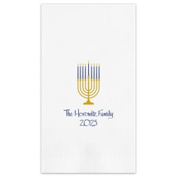 Hanukkah Menorah Guest Towel - Printed