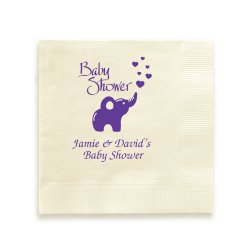Elephant Showers Baby Napkin - Foil-Pressed