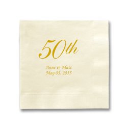 50th Wedding Anniversary Napkin - Foil-Pressed