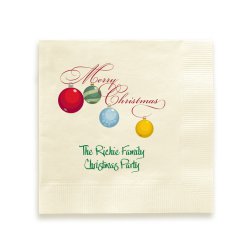 Merry Christmas Ornament Napkin - Printed