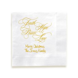 Faith Hope Peace Love Napkin - Printed