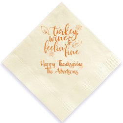 Turkey Wine Feelin Fine Napkin - Printed