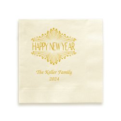 Happy New Year Stars Napkin - Printed