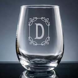 Stately Initial Stemless Wine Glass