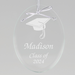 Graduation Cap Keepsake Ornament - Oval