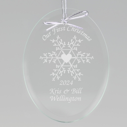 Our First Christmas Snowflake Keepsake Ornament - Oval