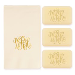 Classic Monogram Personalized Triple Milled French Soap Set of 3 Plus Guest Towe