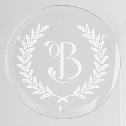 Wheat Leaf Initial Glass Coaster