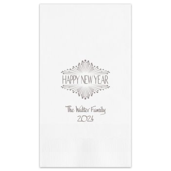 Happy New Year Stars Guest Towel - Printed