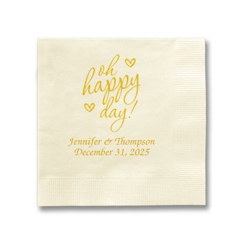 Oh Happy Day Napkin - Foil-Pressed
