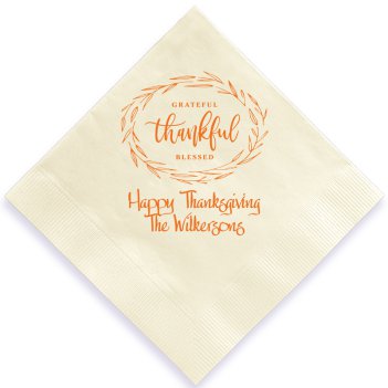 Thankful Thanksgiving Napkin - Printed
