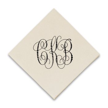 Pearl String Monogram Coaster Napkin - Raised Ink