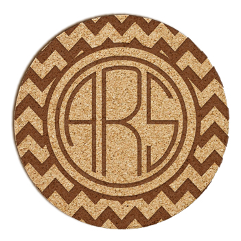 Bronson Chevron Monogram Cork Coaster