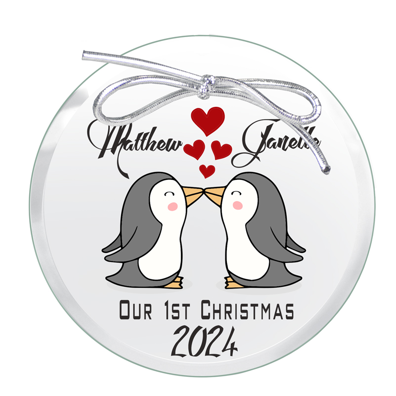 PERSONALISED Penguin Couple First 1st Christmas Decoration Girlfriend Boyfriend